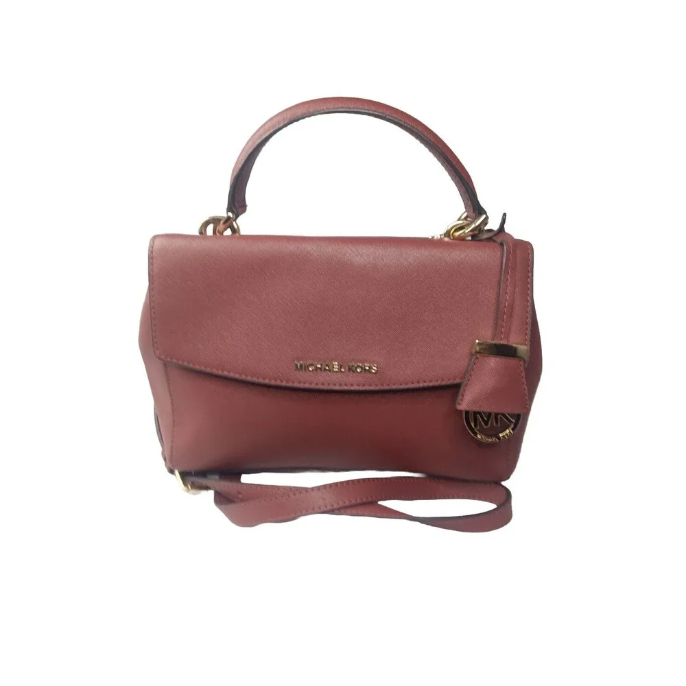 Michael Kors Women's Ava Top Handle Leather Satchel Reddish Brown Handbag